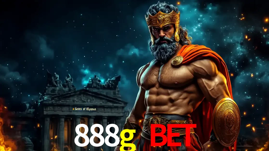 O poderoso Zeus do jogo de slot Gates of Olympus em frente ao seu templo, pronto para lançar multiplicadores divinos e prêmios épicos no cassino online 888g bet.